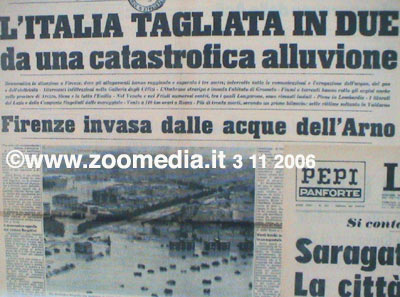 Titoli del giornale il "Tempo sull'alluvione a Firenze e in Italia