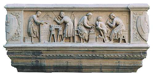 Nanni di Banco, Bassorilievo con gli architetti e gli scultori all'opera