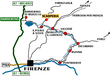 Mappa per arrivare a Scarperia