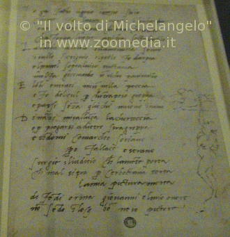 sonetto autografo con autoritratto di Michelangelo